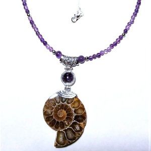 Ammonite & Amethyst Necklace